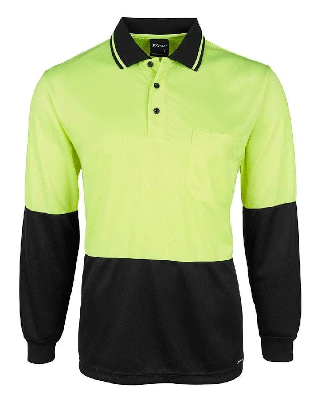 Polo shirt with a scalloped hem for a feminine detailJB'S Hi-Vis Long Sleeve Jacquard Polo 6HJNL