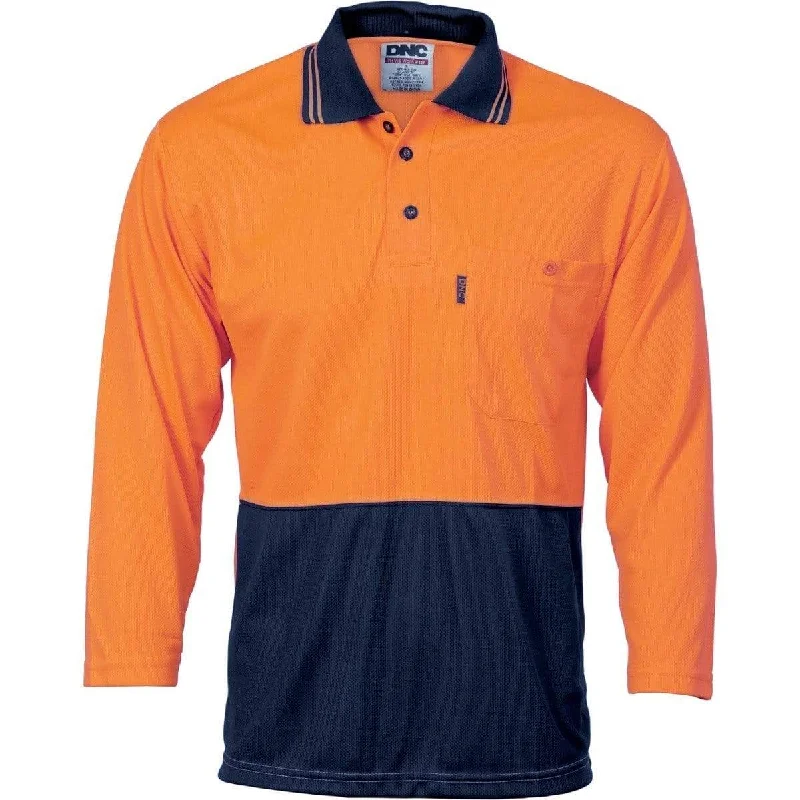 Embroidered logo polo shirt for a preppy styleDnc Workwear Hi-vis Two Tone Cool Breathe Polo Shirt 3/4 Sleeve - 3812 Embroidered logo polo shirt for a preppy styleDnc Workwear Hi-vis Two Tone Cool Breathe Polo Shirt 3/4 Sleeve - 3812