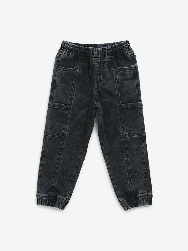 Stretchable Women Shorts for Maximum MobilityHOP Kids Charcoal Cargo-Style Mid-Rise Denim Joggers Stretchable Women Shorts for Maximum MobilityHOP Kids Charcoal Cargo-Style Mid-Rise Denim Joggers