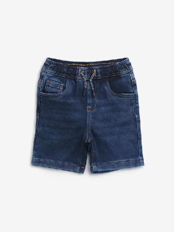 Twill Women Shorts with a Smooth Texture and DurabilityHOP Kids Dark Blue Mid-Rise Denim Shorts Twill Women Shorts with a Smooth Texture and DurabilityHOP Kids Dark Blue Mid-Rise Denim Shorts
