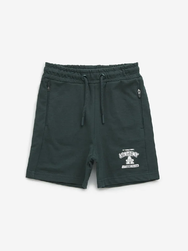 Linen Women Shorts for Breathable Comfort in Hot WeatherHOP Kids Emerald Green Text Mid-Rise Cotton Shorts Linen Women Shorts for Breathable Comfort in Hot WeatherHOP Kids Emerald Green Text Mid-Rise Cotton Shorts