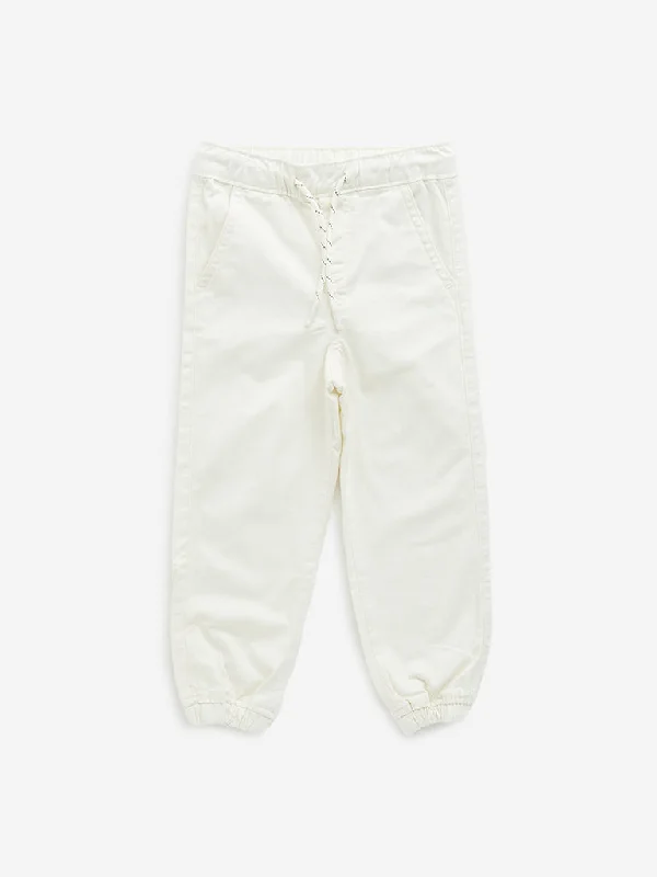 Tie - Waist Women Shorts for a Customizable FitHOP Kids Off-White Mid-Rise Denim Joggers Tie - Waist Women Shorts for a Customizable FitHOP Kids Off-White Mid-Rise Denim Joggers