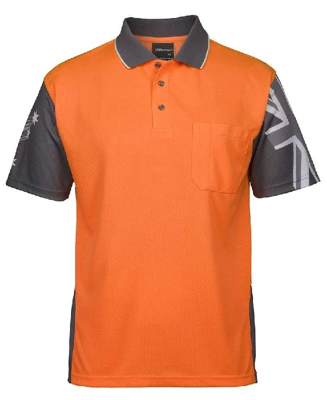 Metallic - trimmed polo shirt for a glamorous lookJb's Southern Cross Hi-Vis polo 6HSC Metallic - trimmed polo shirt for a glamorous lookJb's Southern Cross Hi-Vis polo 6HSC