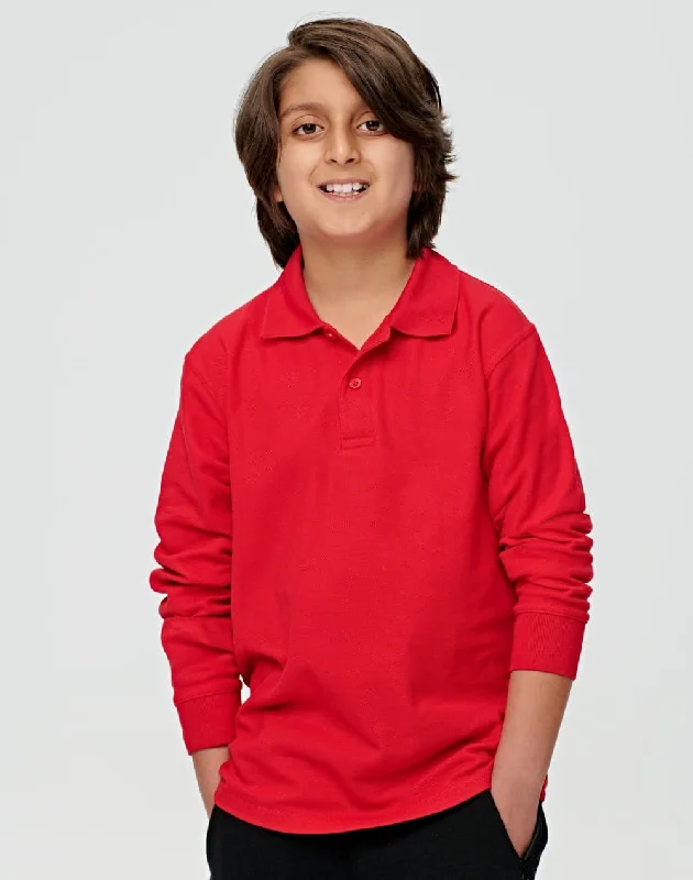 Metallic - trimmed polo shirt for a glamorous lookKids Poly/Cotton Pique Long Sleeve Polo PS12K Metallic - trimmed polo shirt for a glamorous lookKids Poly/Cotton Pique Long Sleeve Polo PS12K