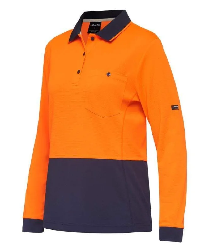 Polo shirt with thumbholes for added functionalityKingGee Workcool Hyperfreeze Spliced Womens Polo Shirt K44730