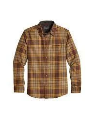 Plaid Women Long Sleeve Top for a Preppy VibeLODGE SHIRT BROWN COPPER PLAID