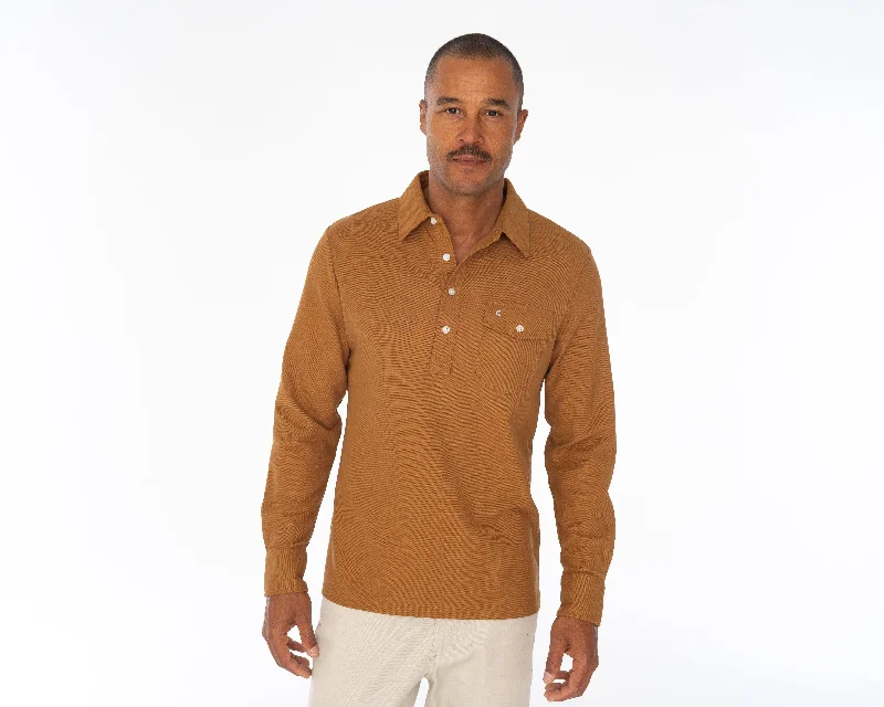 Polo shirt with a drawstring hem for an adjustable fitLong Sleeve Players Shirt - Almond Brother Polo shirt with a drawstring hem for an adjustable fitLong Sleeve Players Shirt - Almond Brother