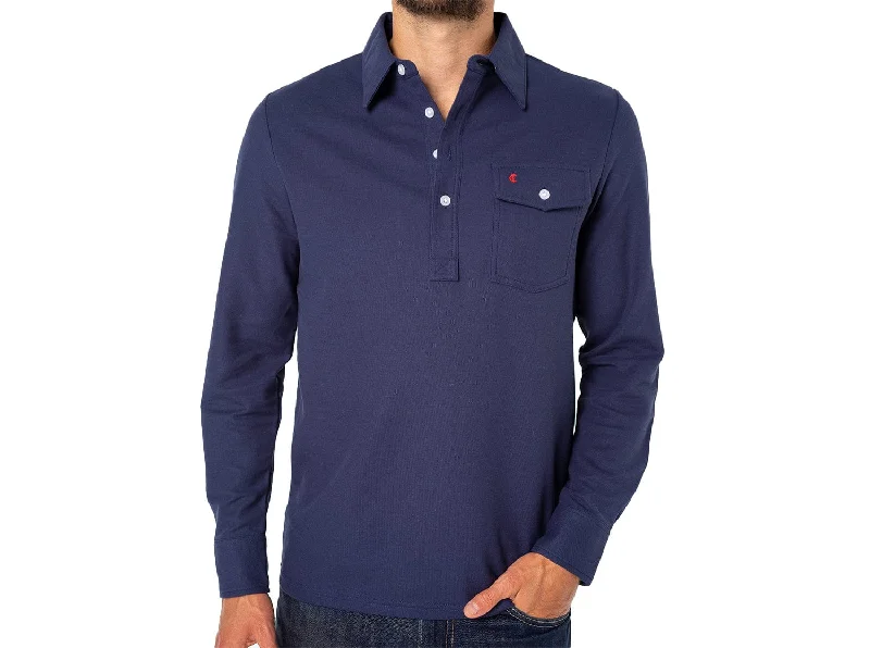 Hand - wash only polo shirt with delicate embroideryLong Sleeve Players Shirt - Peacoat Hand - wash only polo shirt with delicate embroideryLong Sleeve Players Shirt - Peacoat