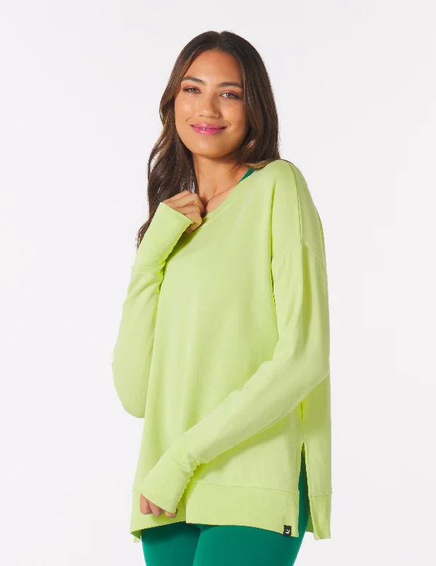Wrap - Style Women Long Sleeve Top for a Versatile FitLounge Long Sleeve: Honey Dew