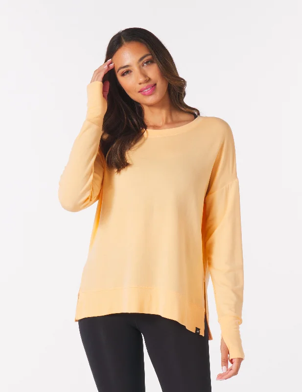 Cropped Women Long Sleeve Top to Pair with High - Waisted BottomsLounge Long Sleeve: Orange Wine Cropped Women Long Sleeve Top to Pair with High - Waisted BottomsLounge Long Sleeve: Orange Wine