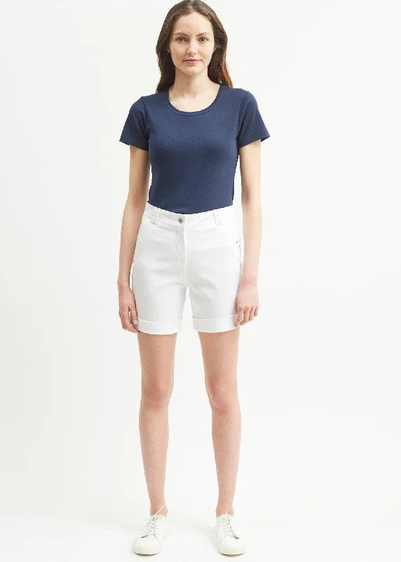 Belted Women Shorts to Enhance the WaistlineMarie Bermuda shorts - in cotton gabardine (BLANC) Belted Women Shorts to Enhance the WaistlineMarie Bermuda shorts - in cotton gabardine (BLANC)