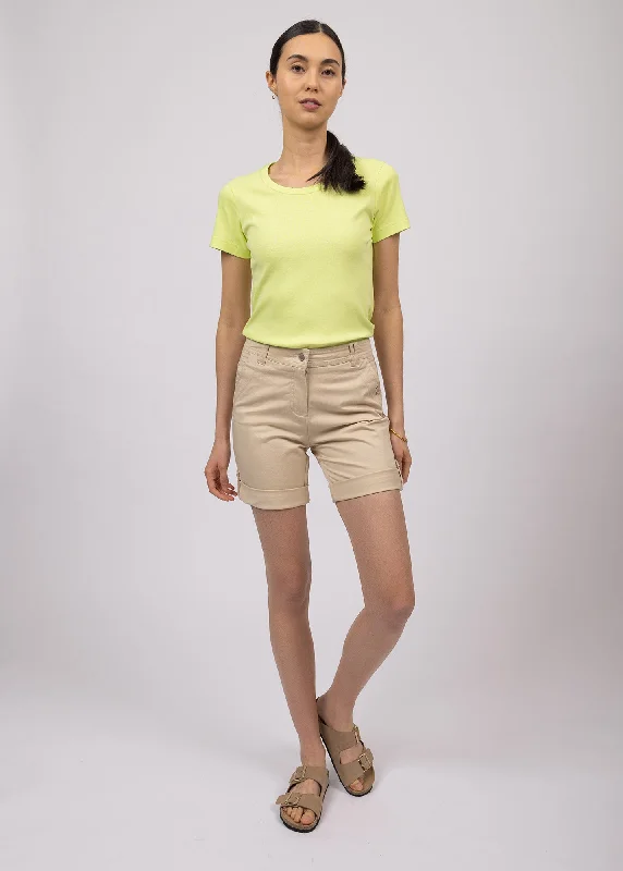 Elastic Waist Women Shorts for Easy Wear and ComfortMarie Bermuda shorts - in cotton gabardine (PLAGE) Elastic Waist Women Shorts for Easy Wear and ComfortMarie Bermuda shorts - in cotton gabardine (PLAGE)