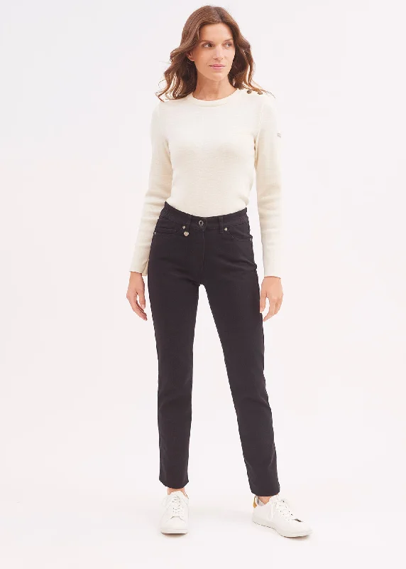 Leather Look Women Shorts for an Edgy and Chic StylePatricia straight jeans - elasticated waist, in stretch cotton (NOIR) Leather Look Women Shorts for an Edgy and Chic StylePatricia straight jeans - elasticated waist, in stretch cotton (NOIR)
