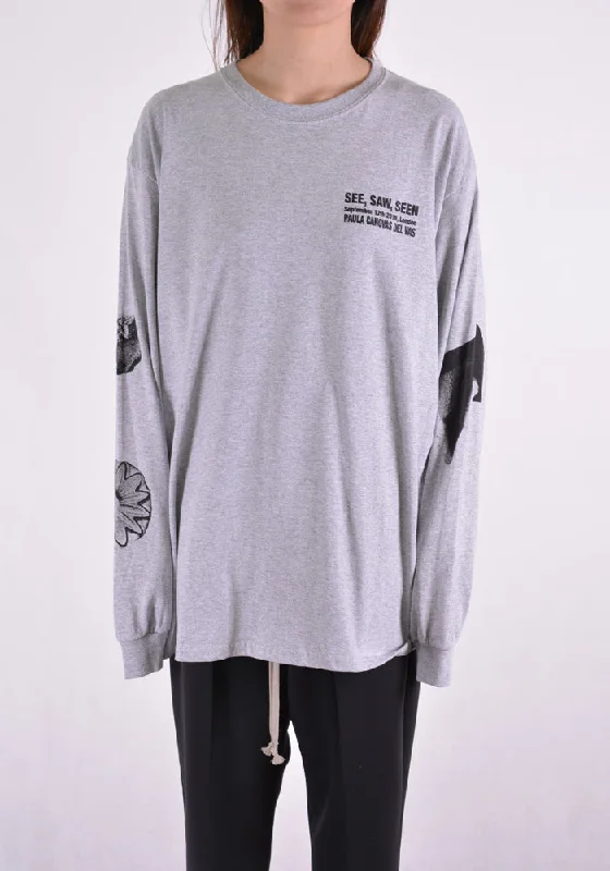 Plus Size Women Long Sleeve Top for a Flattering and Comfortable FitPAULA CANOVAS DEL VAS AT004 LONG SLEEVE PRINTED T-SHIRT GREY
