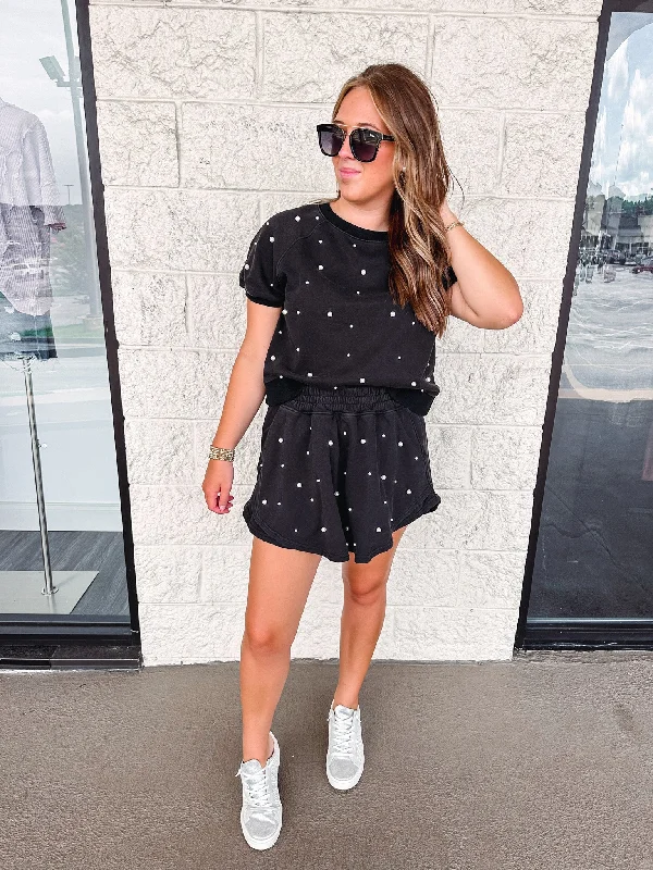 Cuffed Women Shorts for a Laid - Back and Trendy LookPearl Dreaming Washed Black Embellished Skort Cuffed Women Shorts for a Laid - Back and Trendy LookPearl Dreaming Washed Black Embellished Skort