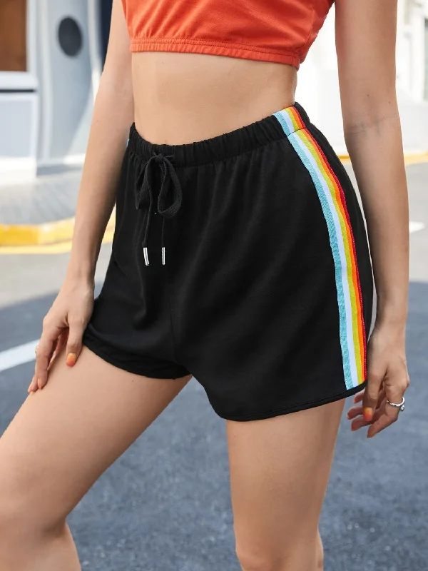 High - Waisted Women Shorts for a Retro and Flattering LookSide Stripe Drawstring Shorts High - Waisted Women Shorts for a Retro and Flattering LookSide Stripe Drawstring Shorts
