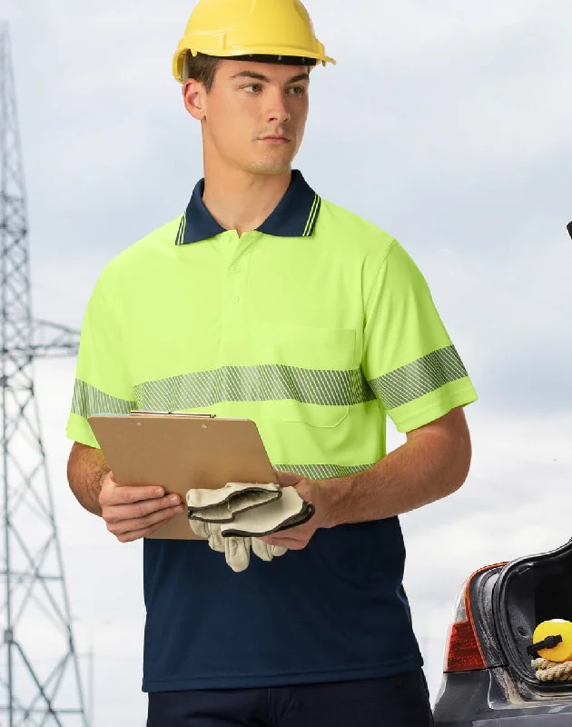 Two - tone polo shirt for a modern and stylish appearanceUnisex Cool Dry Segmented Tapes Hi Vis Short Sleeve Polo Shirt SW85 Two - tone polo shirt for a modern and stylish appearanceUnisex Cool Dry Segmented Tapes Hi Vis Short Sleeve Polo Shirt SW85