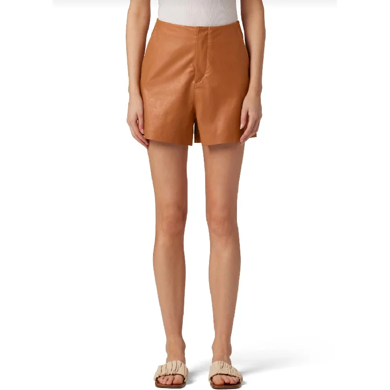 Bermuda Women Shorts for a Classic and Sophisticated LookWeightless Vegan Leather Shorts In Almond Bermuda Women Shorts for a Classic and Sophisticated LookWeightless Vegan Leather Shorts In Almond