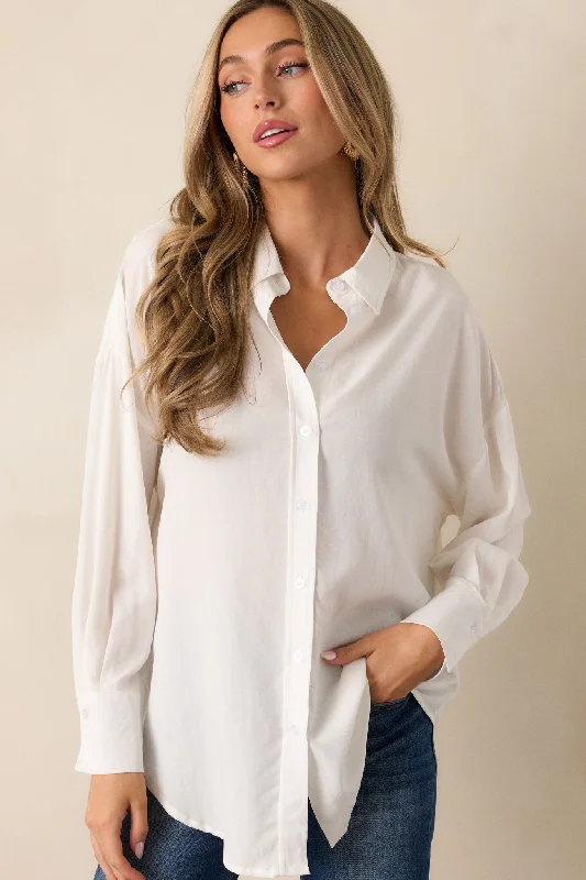 Printed Graphic Women Long Sleeve Top with a Bold StatementWhat Will Be Ivory Button Front Top Printed Graphic Women Long Sleeve Top with a Bold StatementWhat Will Be Ivory Button Front Top
