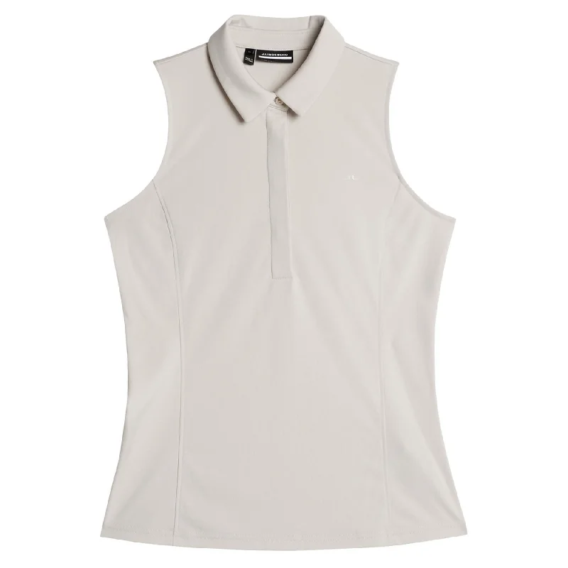 Embroidered logo polo shirt for a preppy styleWomens Dena Sleeveless Top Moonbeam - AW24 Embroidered logo polo shirt for a preppy styleWomens Dena Sleeveless Top Moonbeam - AW24