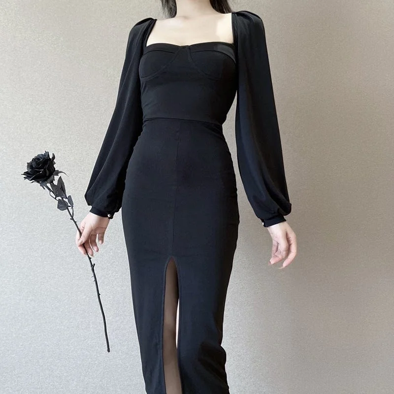 Cropped Women Long Sleeve Top to Pair with High - Waisted BottomsWomen's Gothic Puff Sleeved Split Wedding Dress Cropped Women Long Sleeve Top to Pair with High - Waisted BottomsWomen's Gothic Puff Sleeved Split Wedding Dress
