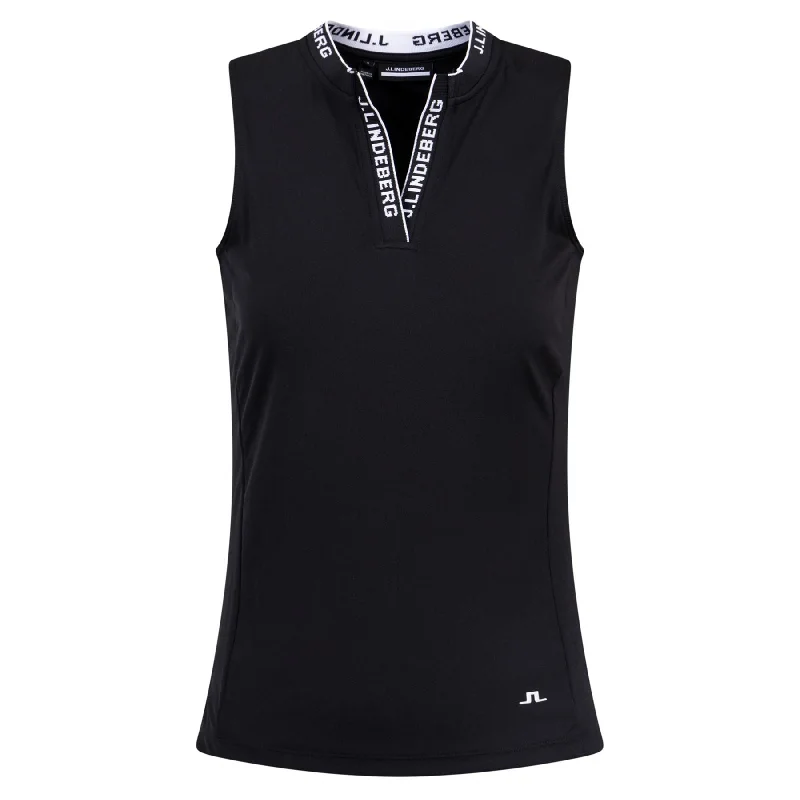 Polo shirt with a scalloped hem for a feminine detailWomens Leya Sleeveless Top Black - AW24 Polo shirt with a scalloped hem for a feminine detailWomens Leya Sleeveless Top Black - AW24