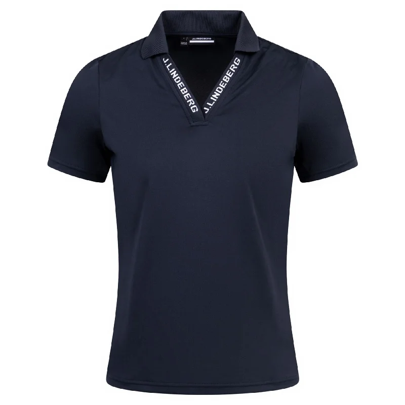 Lace - trimmed polo shirt for a romantic lookWomens Lorde Soft TX Jersey Polo JL Navy - AW24 Lace - trimmed polo shirt for a romantic lookWomens Lorde Soft TX Jersey Polo JL Navy - AW24