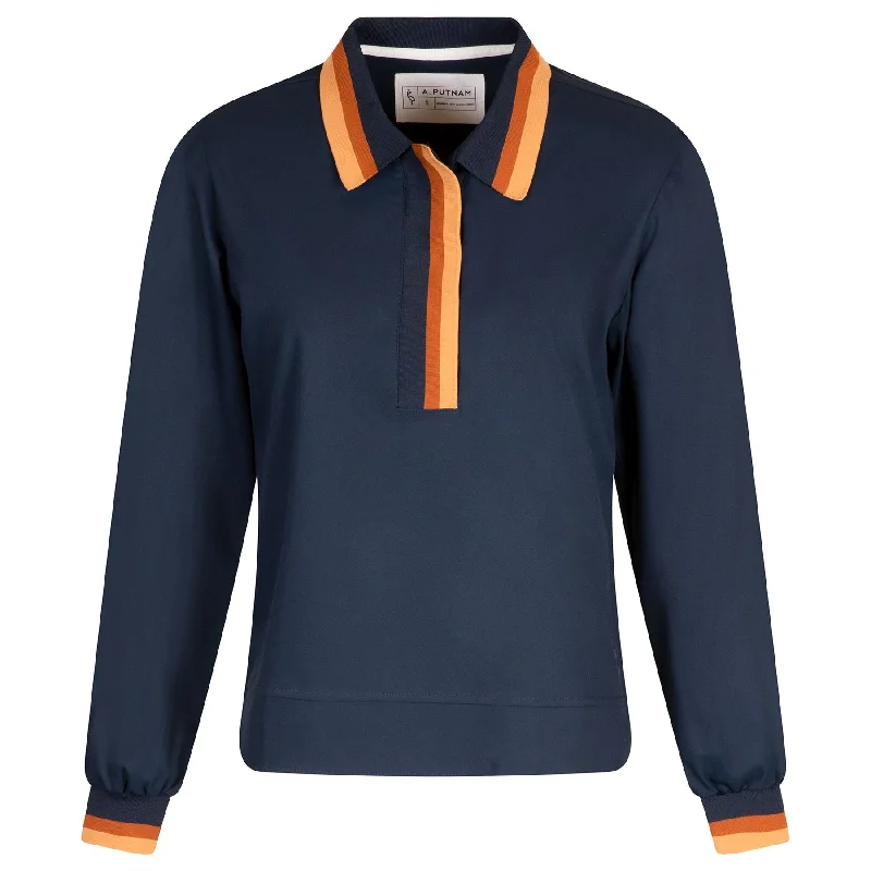 Plus - size polo shirt with side slits for added comfortWomens LS Polo Dress Blues - AW24 Plus - size polo shirt with side slits for added comfortWomens LS Polo Dress Blues - AW24