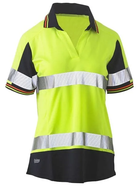 Polo shirt with a built - in bra for added supportBisley Women's Taped Two Tone Hi Vis V-neck Polo Shirt BKL1225T Polo shirt with a built - in bra for added supportBisley Women's Taped Two Tone Hi Vis V-neck Polo Shirt BKL1225T