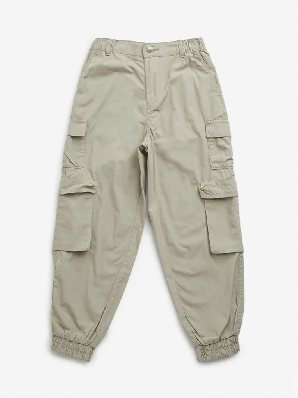 High - Waisted Women Shorts for a Retro and Flattering LookY&F Kids Taupe Mid-Rise Cargo-Style Cotton Joggers High - Waisted Women Shorts for a Retro and Flattering LookY&F Kids Taupe Mid-Rise Cargo-Style Cotton Joggers