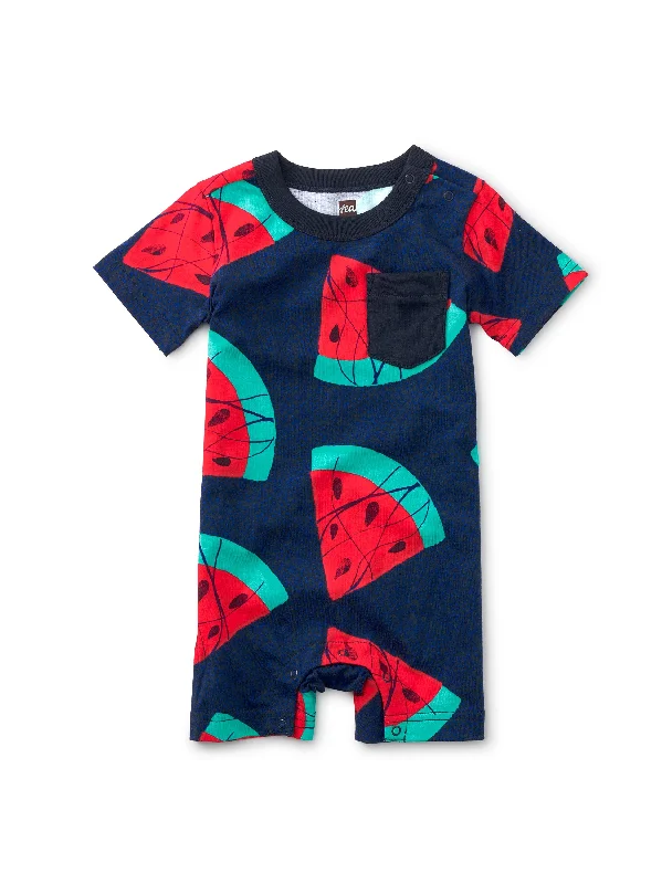 Double Pocket Romper - Wax Print Watermelon