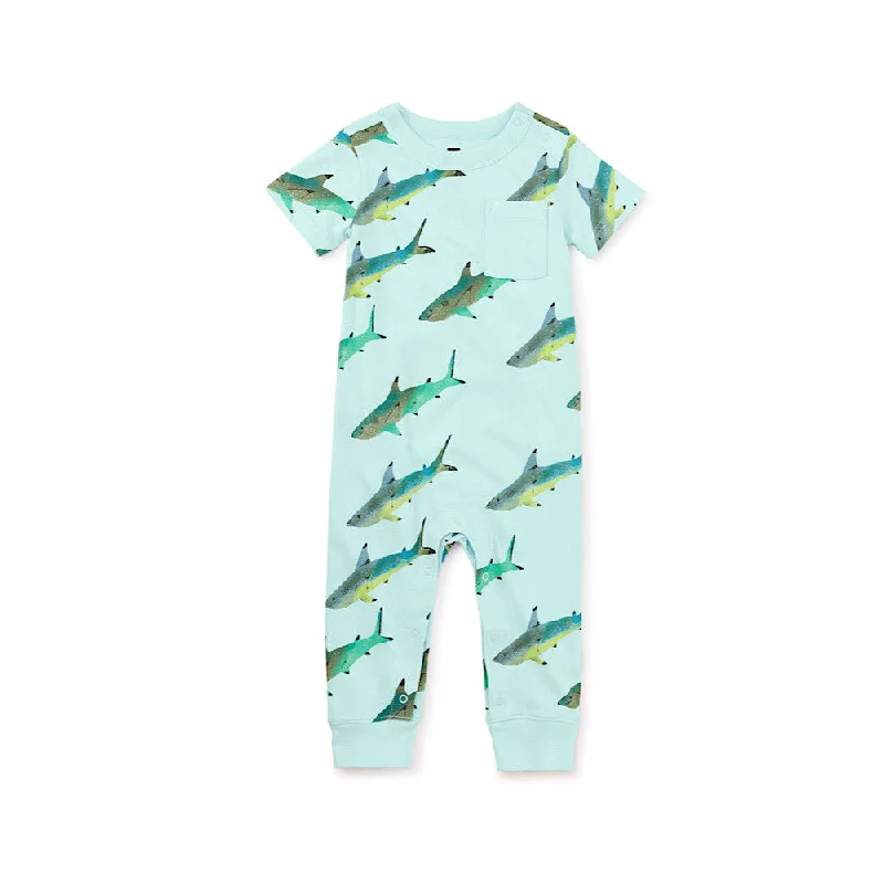 Pocket Baby Romper - Coastal Sharks