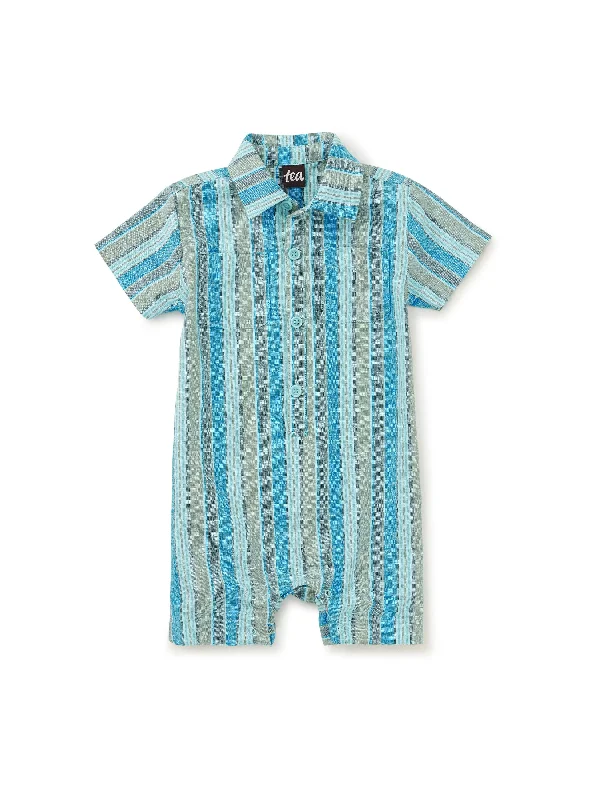 Buttoned Baby Romper - Bay Leaf