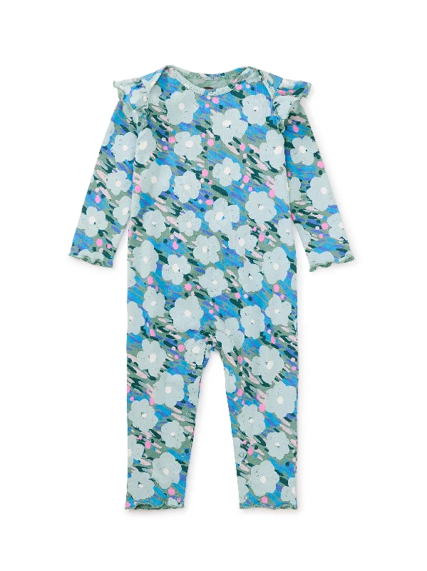 Ruffle Shoulder Baby Romper - Monet's Garden